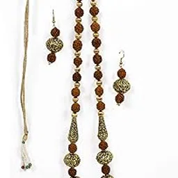 sambridhhi Rudraksha Necklace Set with Earrings for Womens/Spiritual Gift/Spiritual Necklace Set-picture-52