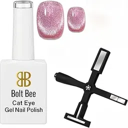 Bolt Bee Cat Eye Gel Nail Polish with 5 in 1 Magnet Set Magnetic Gel Polish for Shimmering 3D Effect – Long-Lasting, UV/LED Soak Off Gel for DIY & Salon Use (Rose Gold, 14ml)-image-64