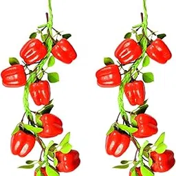 Crystu Artificial Red Capsium Vegetable with Hanging for Home and Kitchen Decoration Capsium Fake Vegetable for Decoration & Phtoshoot (Pack of 2)-picture-32