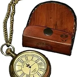 Antique Vintage Brass Pocket Watch with Leather Box Collectible Timepiece & Elegant Gift-picture-19