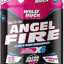 WILD BUCK Angel Fire Women Pre-X4 Hardcore Pre-Workout Supplement with Beta-Alanine, Citrulline, L-Carnitine | Explosive Muscle Pump, Energy, Stamina, Recovery, Caffeinated Punch [30, American Cola]-image-40