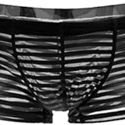 ZOOMELLA Mens Sheer See Through Stripe Boxer Briefs Underwear Panties Black M|Underwear| Underwear-image-26