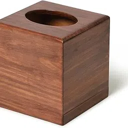 Woodenclave Wooden Tissue Box Holder for Home Wooden Tissue Paper Holder for Dining Table Hotels and Office (Square, Natural)-image-21