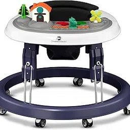 StarAndDaisy Walker for Kids 6 to 24 Months/Baby Walker Boy & Girl with 360° Rotational Wheels, Toy Tray & Padded Seat/Foldable Walker for Kids for 1 Year with Adjustable Height -Blue image 1