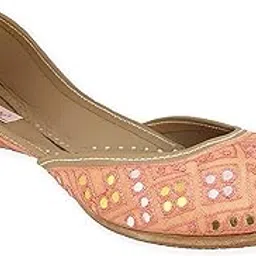 fulkari Women's Twinkle Gold Genuine Soft Leather Jutis-picture-43