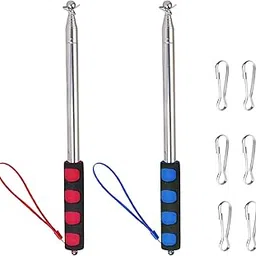 2 PCS 8.2ft Telescopic Flag Poles,Stainless Steel Handheld Portable Extendable Retractable Flagpoles with Clips,Anti-Slip Grip,Telescoping Banner Flag Pole Pointer for Tour Guide,Teachers,Festival-picture-37