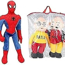 Kashish Gift Gallery Soft Lovable Hugable Combo Spaiderman and Motu Patlu Soft Toy for Kids Toys Bithday Gift - 30 cm (Multicolor)-picture-22