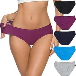 LOURYN KOULYN® Women’s Seamless Underwear No Show Panties Soft Stretch Hipster Bikini Underwears 5-Pack (S to 3XL) Multicolor-picture-33