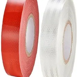 Reflective Tape 1 Inch | High Visibility Radium Night Glow | Car Reflector Stickers for Trucks, Cars, Premium | Reflective Sticker for Safety and Warning (Red and White) (2 Meters)-picture-20