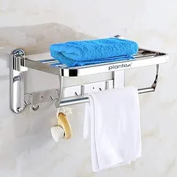 Plantex Bathroom Accessories-Stainless Steel 304 Grade Folding Towel Rack/Towel Hanger/Bathroom Organizer(24 Inch-Chrome)-image-66