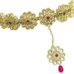 Kundan Hair Band for Women Girls Tiara Hair Piece Sheeshphool Matha patti Ethnic Hair Accessory for Festive Season Weddings Shaadi Head Piece (Same as shown in Image)-image-21