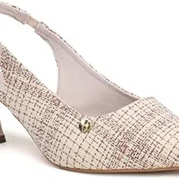 elle Women's Pointed-Toe Slingback Heels with Tweed Texture Mule-picture-12