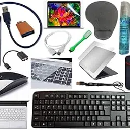 Anjo 14 in 1 Combo of Wired Keyboard, Wireless Mouse, Mouse Pad Wrist Support, Hub 3.0, 3in1Cleaner, OTG Micro&C, Extension, LED, Laptop Trackpad & Lid Lamination, 14.6 inch Key&Screen Guard & Sleeve-image-46