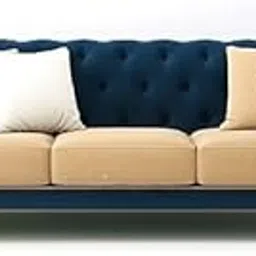 Modern 3 Seater Multicolour Sofa,Comfortable or Relexable Sofa with Pillow for Living Room, Office, Bedroom, Hallways Furniture (Blue & Beige)-picture-17