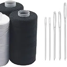 Chidakash® 800M Strong and Durable Best Sewing Threads Spool for Clothes Sewing Accessories White Black with 6 Pcs Different Size Steel Sewing Needle and Thread Cutter (4)-picture-52