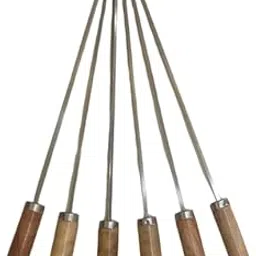 Eliixor BBQ Skewers, 33 cm Stainless Steel Barbecue Grill Sticks with Wooden Handle, Kitchen Cooking Tools-picture-28