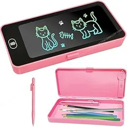 SHAKTISM LCD Writing Tablet Pencil Box, Drawing Board Case with Erase Button, Magic Storage for Stationery, (Pink)-picture-23