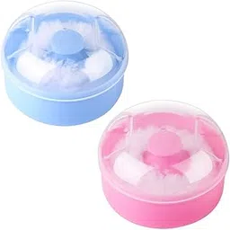 kUSUVIKA Baby Powder Puff Powder Puff Kit - After-Bath Powder Puff Box Empty Body Powder Container Body Powder Case- Baby Powder Puff Sponge Box for Home and Travel (Multicolor) Pack Of 2-image-25