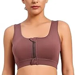 multiwa Women's Polyester Spandex Front Zip Bra Wireless Scoop Back High Impact Padded Sports Bra for Gym and Workout-picture-14