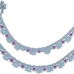 df store Designer Silver Plated Floral Anklet for Women & Girls-picture-24