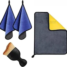 H HANUMANT ENTERPRISE Heavy 800 GSM Microfiber Cloth for Car Cleaning|Double Sided|Thick Lint & Streak Free Multipurpose Towel for Car Bike Cleaning Washing & Detailing|40x40 cms(3 Cloth, 1 Brush)-picture-19