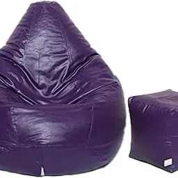 AUTARKY Leatherette Bean Bag Cover and Puffy Cover (Set of 2, Without Beans) (XXXL, Purple)-picture-20