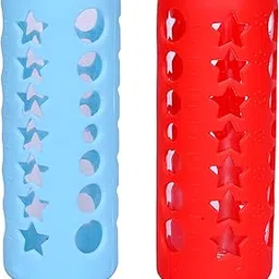 THE LITTLE LOOKERS Baby Feeding Bottle Silicone Warmer Cover/Sleeve Holder/Insulated Protection for Newborns/Infants/Babies (Red & Blue, 240ml)-picture-14
