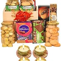 NUTRI MIRACLE Diwali Chocolate Cookies with Diya Gift Hamper for Office employees | Chocolate Gift Basket for Family and Friends for New Year | Birthday-image-8