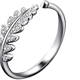 meenaz Rings for women girls girlfriend ladies wife sister Rose gold ring heart ring silver stylish engagement wedding Adjustable promise American diamond hug Butterfly Finger Ring combo set 900-picture-41