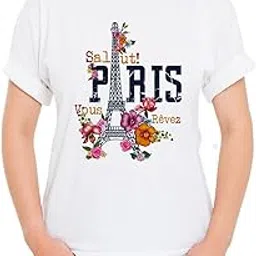 awani trends Women's Round Neck Half Sleeve Sports T-Shirt | Paris Printed Casual T-Shirt | T-Shirts for Women's & Girls | Crew Neck Shape T-Shirt for Women-picture-10