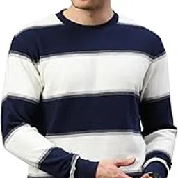 koffy Men's Evergreen Super Soft 100% Pure Cotton Striped Pullover Warm-up Sweatshirt|Authentic Casual Pullover|Double Knitted High GSM Premium T-Shirt for Men-picture-22