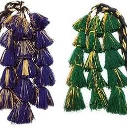 SIMKA® Women & Girls Multicolour Light Weight Heavy Punjabi Paranda/Hand made Braid Tassles/Hair extensions/Traditional Hair Accessories/Patiyala Shahi Parandi-Combo Pack Of Two Piece (Purple & Green)-picture-21