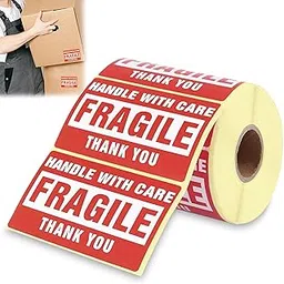 Printed Fragile Stickers Roll, Size 60x40 mm 300 Sticker, Care Warning Stickers, Strong Adhesive Red Fragile Stickers for Shipping, Packing of Goods & Moving-picture-13