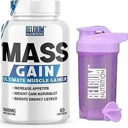 Bulk Gain Mass & Weight Gainer Capsule for Fast Weight & Muscle Gain, Muscle Building Weight Lifters Supplement Muscle Growth, Stamina & Strength - Men & Women, 60 Cap. | Free Shaker-image-66