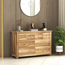 Comfort Furniture Solid Wood Sideboard and Cabinets | Wooden Chest of Drawers for Living Room, Bedroom Office | Free Standing Buffet Cabinet with 8 Drawers Storage (Natural Finish, Sheesham Wood) image 1