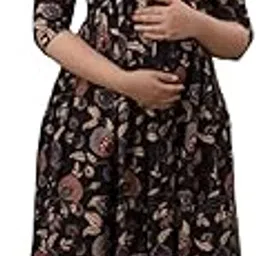 Stylish Women's Pure Cotton All Over Printed Kurti Gown, Maternity Dress, and Feeding Dress – Comfortable and Elegant Maternity Wear for Women (R07)-image-63