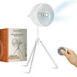 Dravina Portable Table Fan with Magnetic Remote, 120° Rotation & Tripod Stand | 3 Light Modes, 4 Speeds | 6000mAh Rechargeable BLDC Fan, 14 Hours Runtime | Compact 8cm Design for Travel & Office-picture-24