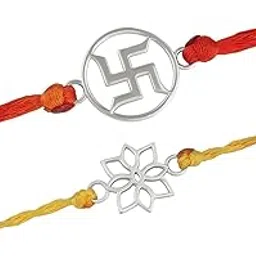 maira 925 Sterling Silver Swastik Floral Design Combo Rakhi/Bracelet Bhaiya Rakhi | Rakhi for Brother-Happy Rakshabandhan | With Certificate of Authenticity and 925 Hallmark-picture-57