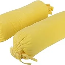 ACCENTHOME Cotton Velvet Bolsters in Yellow Color Size 35cm x12cm - Set of 2 for Kids.-picture-20