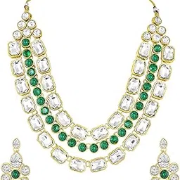 peora Crystal Studded Gold Plated Layered Long Necklace & Dangle Earring Jewellery Set for Women & Girls-picture-49