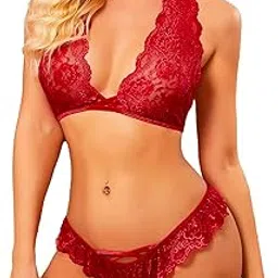 xs and os Women Floral Lace Bra Panty Lingerie Set-picture-15