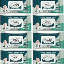 LADY HAWK (80 wipes 1 Pack) Cozy Baby Wet Wipes+ (FREE Fridge Magnet) for Little New Born with Aloe Vera and Vitamin E, Combo Offer Travel Value Pack Wiping Tissue Baby Cleaning Wet Wipes with Lid-picture-24