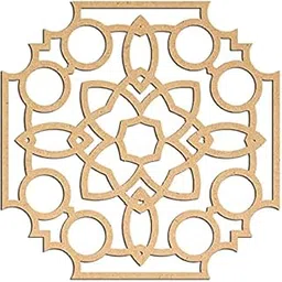 Haoser Pine MDF-3mm Wooden Panel for Room Divider/Partition, Wall Decor Pack of 1 Geometric Laser Cut Carved Panel (Panle-14_LxW-20x20cm)-picture-15