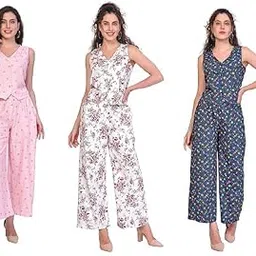 Viscose Top and Pant Cord Set for Women | Comfortable and Relaxed Two Piece Combo Matching Co-ord Set | Casual Wear, Nightwear & Sleepwear [3 in 1]-image-27