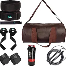 Pawells Gym Combo For Man And Woman For Workout Gym Accessories Boost Your Workout with Skipping Rope, Leather Duffle Bag, Wrist Wrap, Deadlift Belt & Strap, Sipper/Shaker - All-in-One Fitness GYM Kit-picture-29