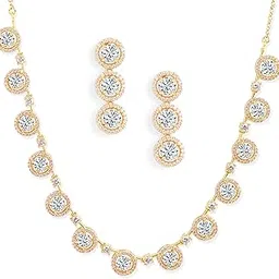minutiae Stylish CZ Diamond Necklace with Earring For Women & Girls | Statement Necklace Set With Extendable Chain-picture-53