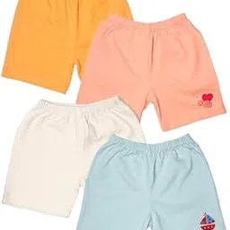 angaakar clothings Baby Boys and Girsl Regular Wear Cotton Shorts for Kids Half Pant Pack of 4 image 1