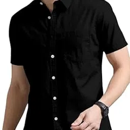 deelmo Men's Cotton Blend Short Sleeve Casual Shirt with Front Pocket | Regular Fit Button Down Shirt for Everyday Wear | Stylish and Comfortable for Office, Travel, and Weekend Outings-picture-11