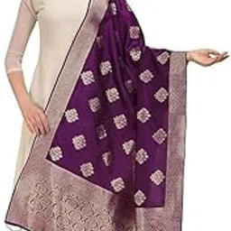 trendify looks Women's Floral Woven Banarasi Silk Zari Dupatta with Thread Work - Beautiful Scarf Chunni for Girls - Size: 1M x 2.5M in Many Colors-picture-21