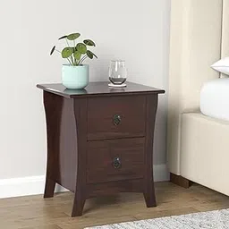 UNITEK FURNITURE Solid Sheesham Wood 2 Drawer Bedside Table Wooden Side End Tables Night Stand Furniture for Bedroom Home Living Room- Walnut Finish-image-15